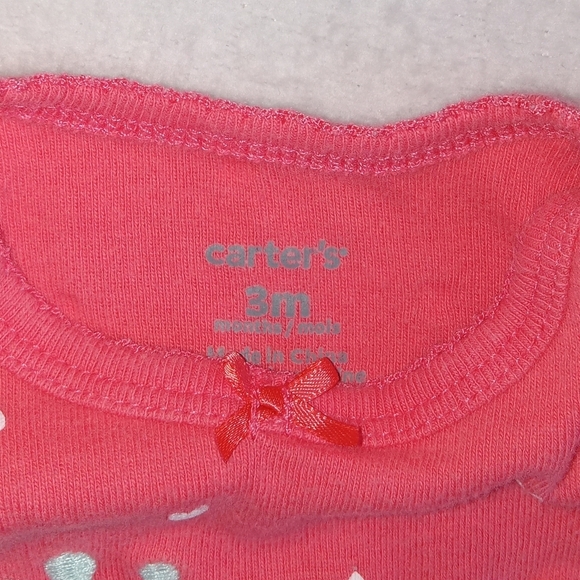 5 for $10 Carter's Pink & White Heart Longsleeve Leg Snap Jumpsuit size 3M - Picture 4 of 4